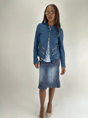 WINTER FAVOURITES | talla: S · color: azul · material: piel sintética · prenda: chaqueta · detalles: doble cremallera