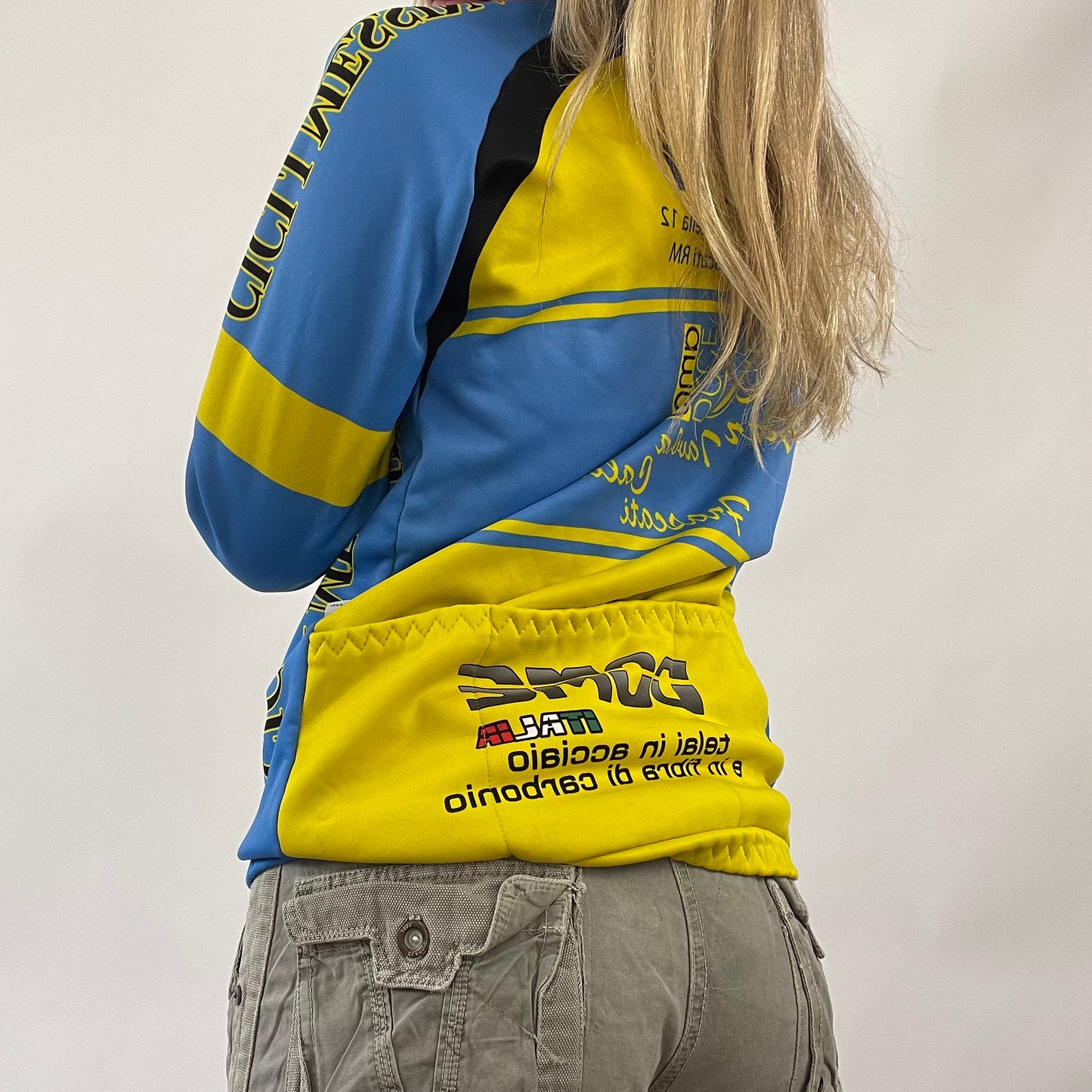 💻AMELIA GRAY DROP | medium blue and yellow racer styler jacket