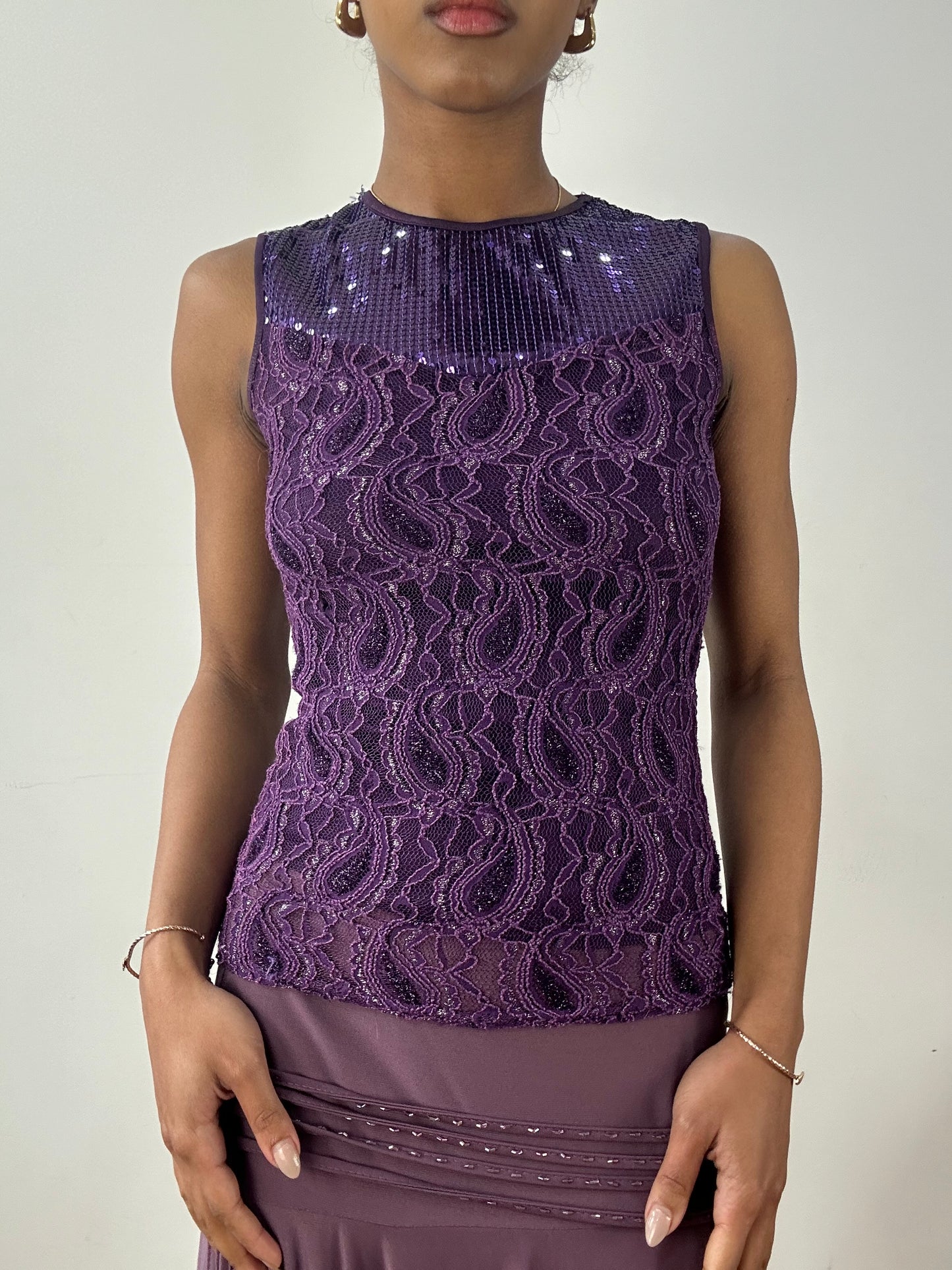 vintage edit fifteen | small purple embellished tank top with sequins