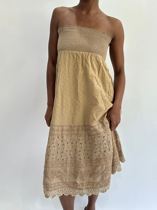 french summer drop | small light brown bandeau midi dress