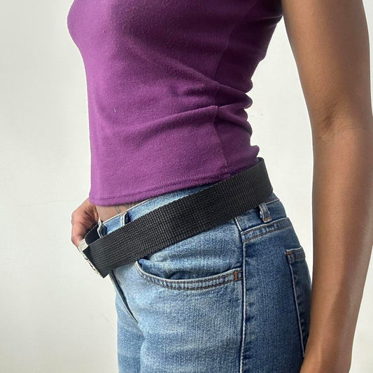 💻 GENERAL | one size black nylon belt with silver beaded buckle