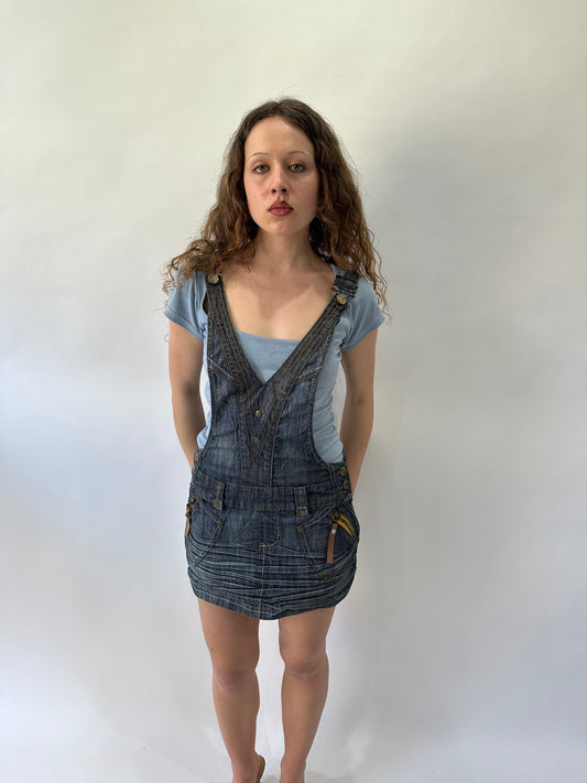 western edit | small/medium blue denim skirt dungarees