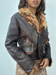 vintage edit: fashion week | small brown leather button up jacket