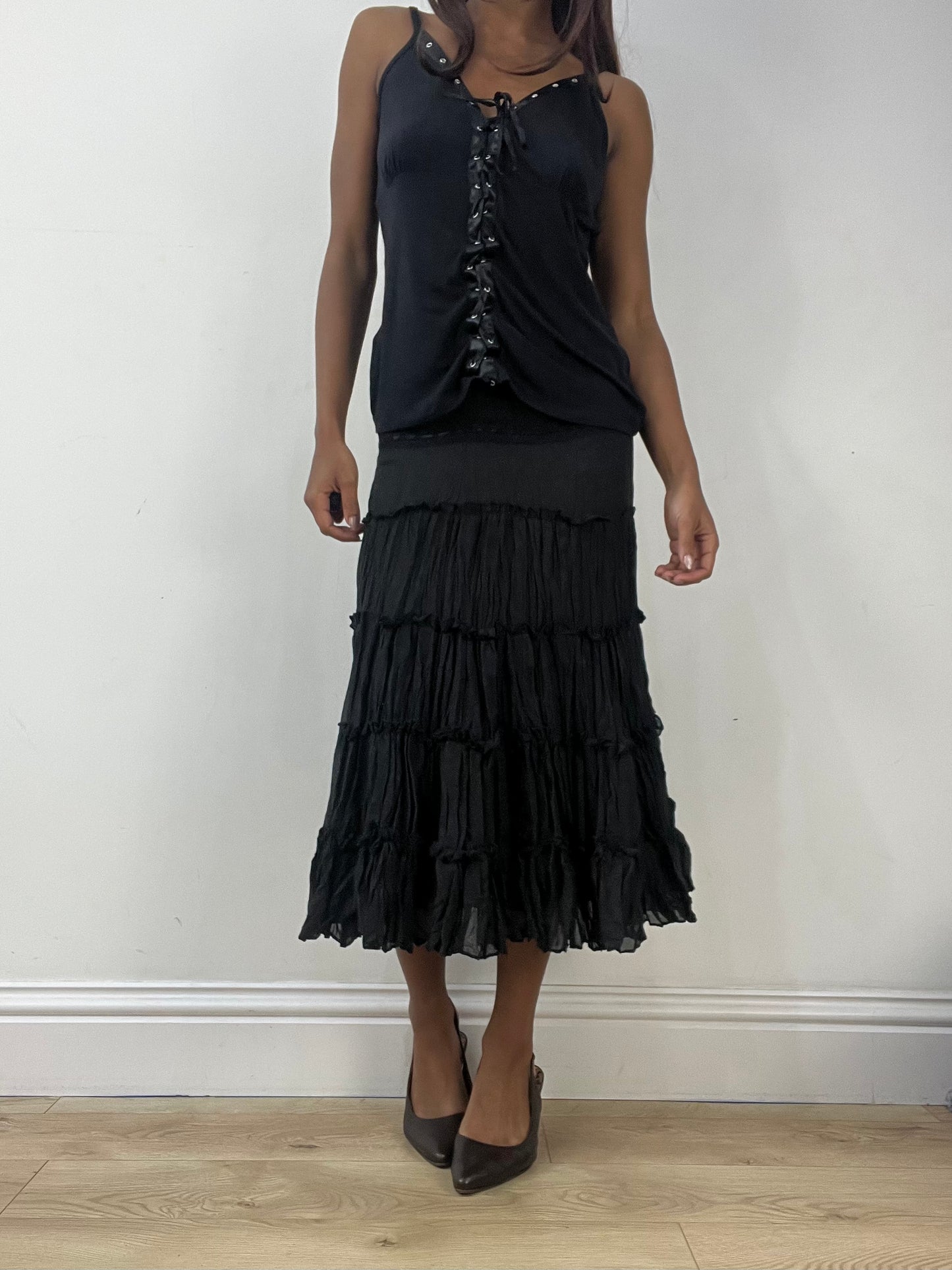 BEST PICKS | medium black tiered midi skirt