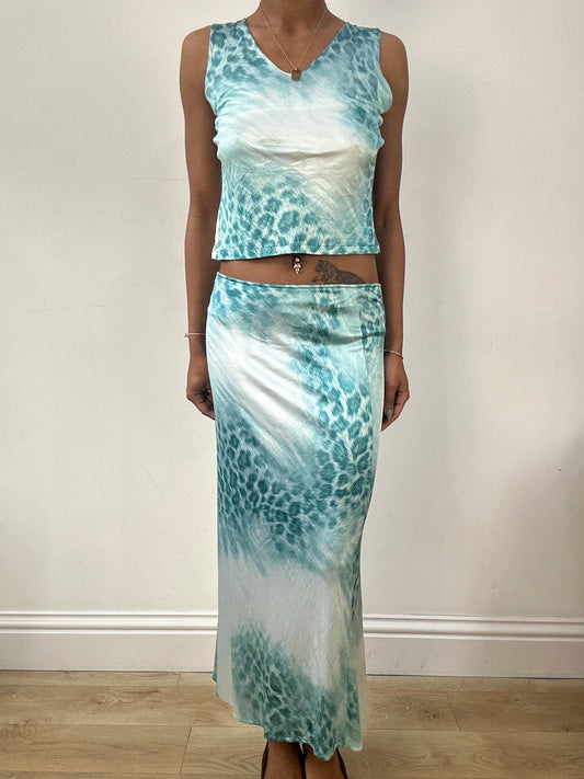 BEST PICKS | small roberto cavalli light blue and white skirt & cami set