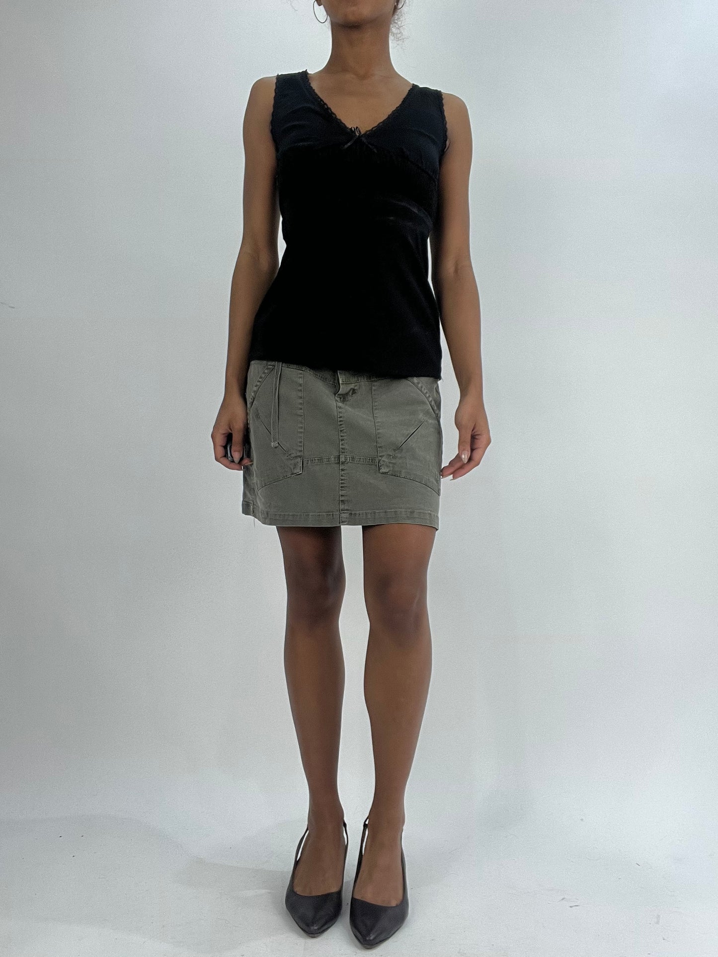 vintage edit thirty-five | small black ruched top with ribbon detail