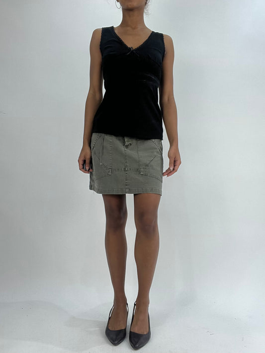 vintage edit thirty-five | small black ruched top with ribbon detail