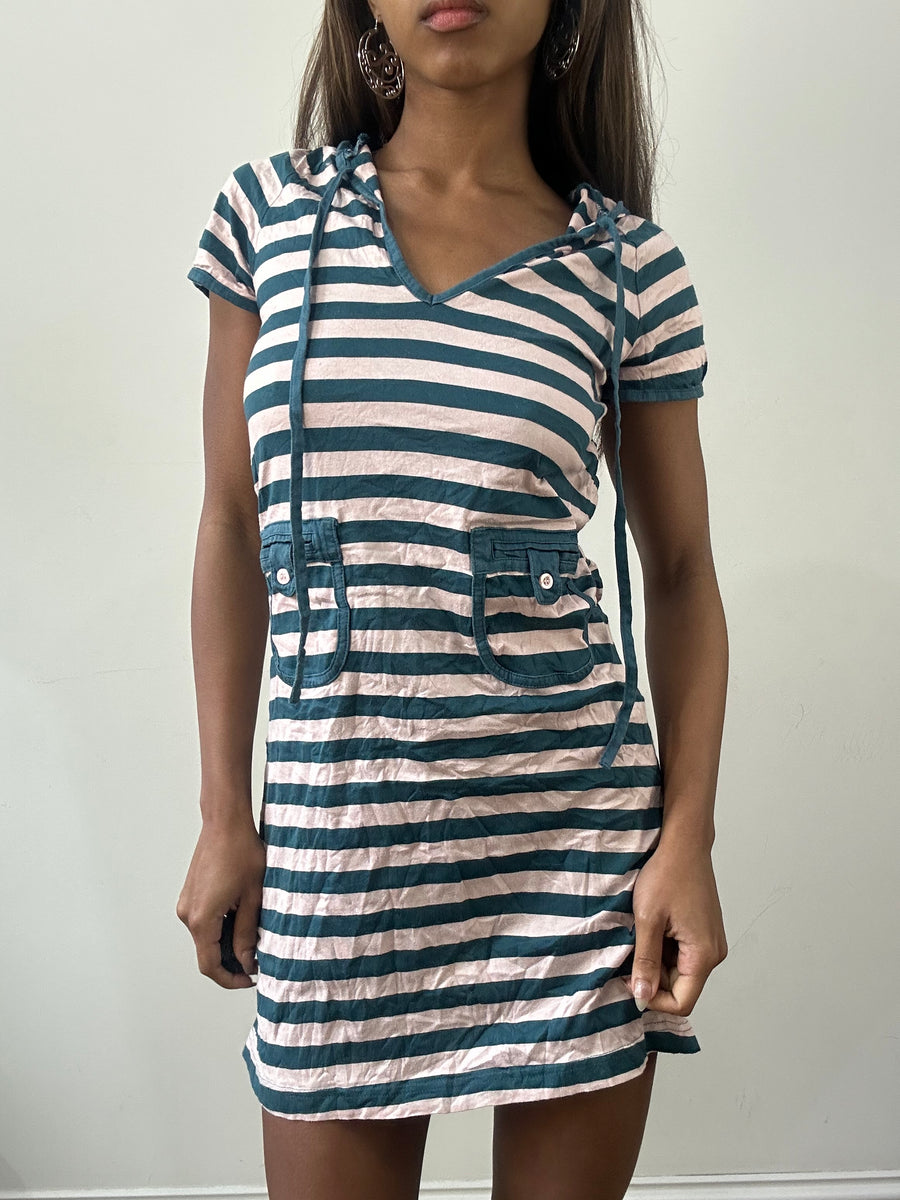 2016 edit | small pink and teal adidas stripy hooded mini dress