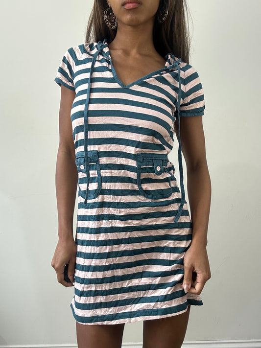 2016 edit | small pink and teal adidas stripy hooded mini dress