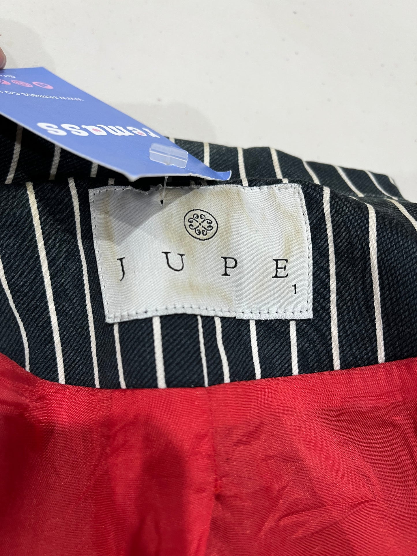 autumn picks |small navy suit style jacket with pinstripe print