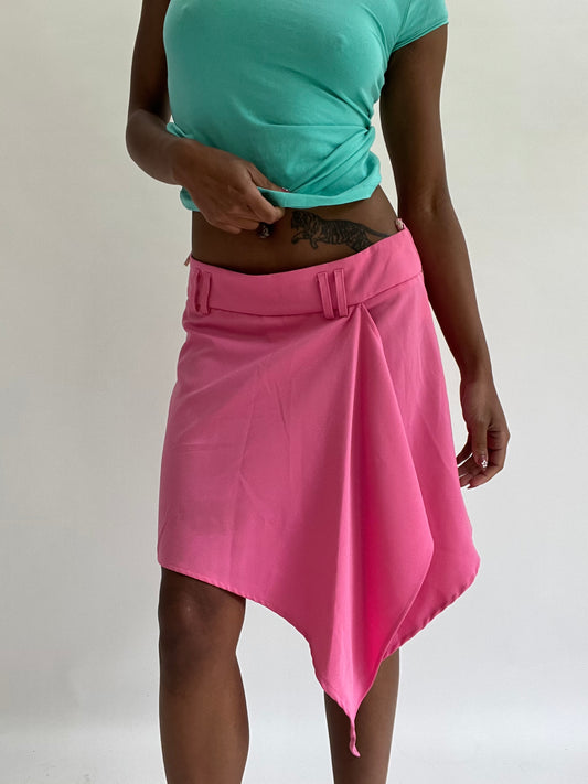 💚zara larsson drop | small pink asymmetric midi skirt