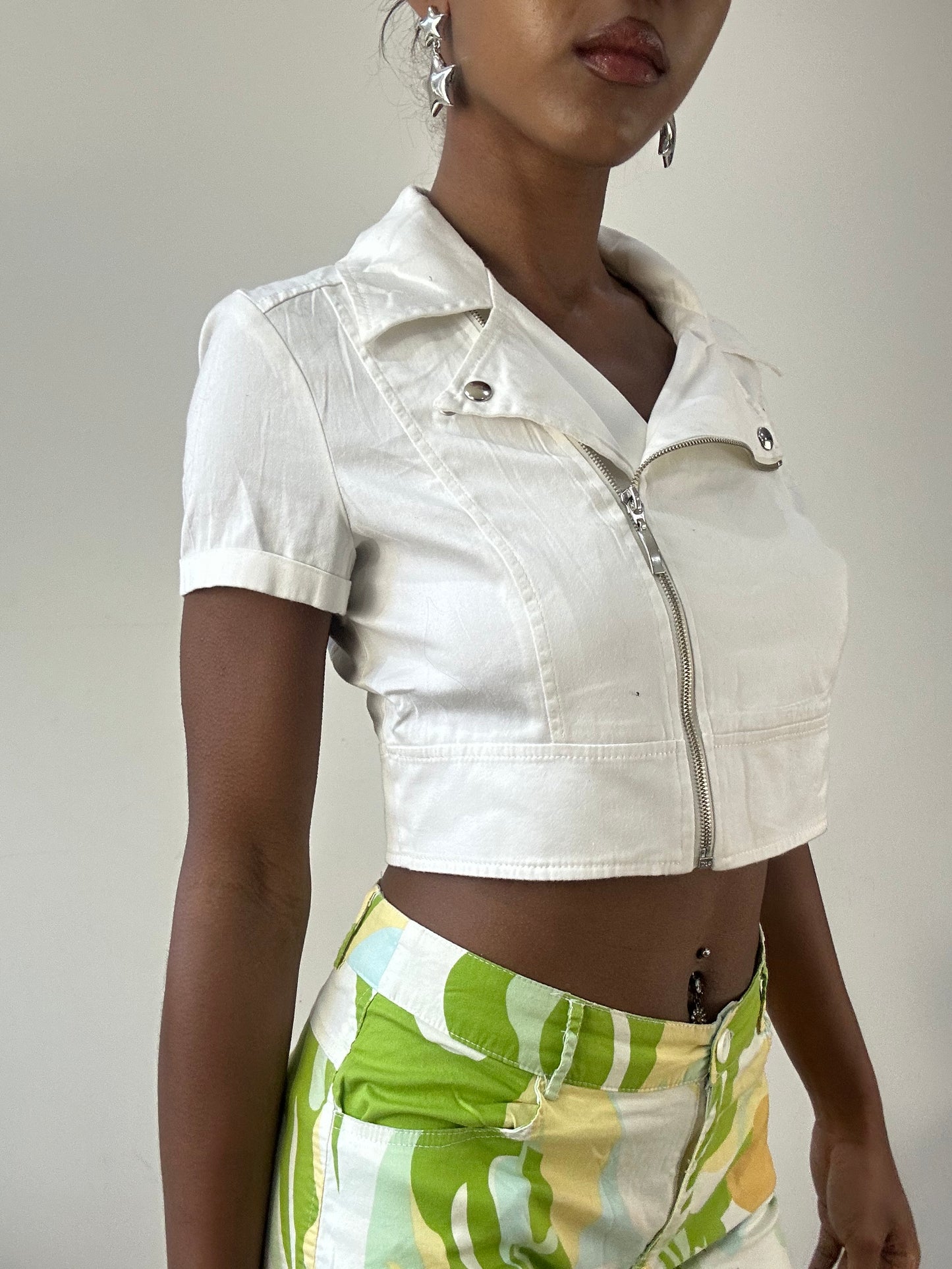 BEST PICKS | extra small white cropped zip up jacket