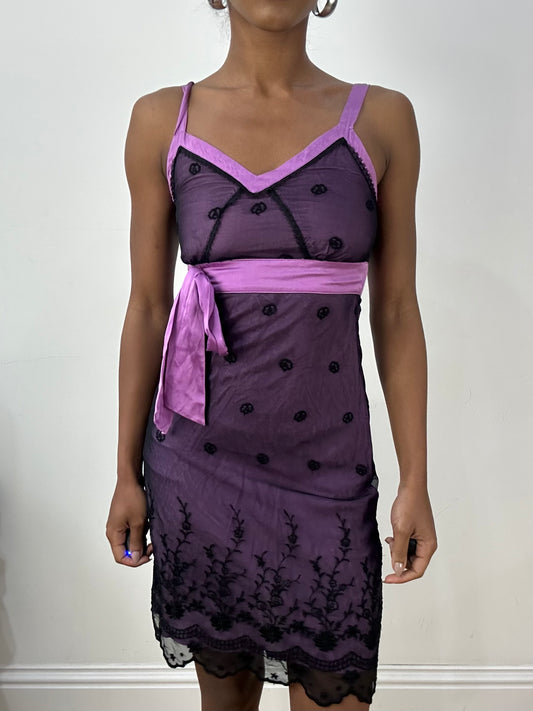 Vintage Schnitt: Halloween | extra kleines lila altes miss selfridge Midikleid