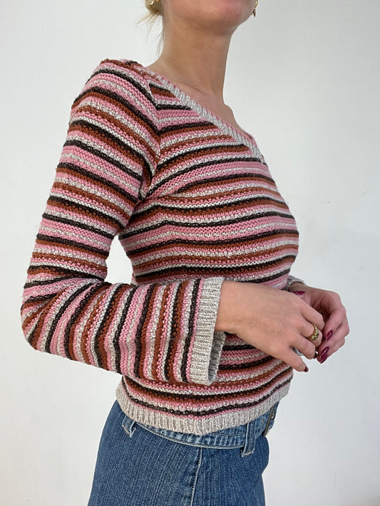 vintage edit fourteen | small pink and white striped jumper