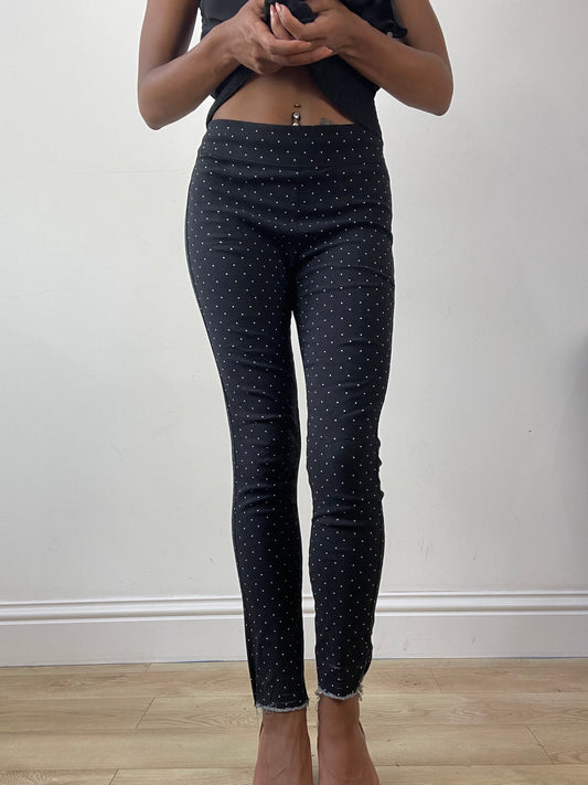 💚vintage edit twenty-six | small black skinny trousers with polka dot print