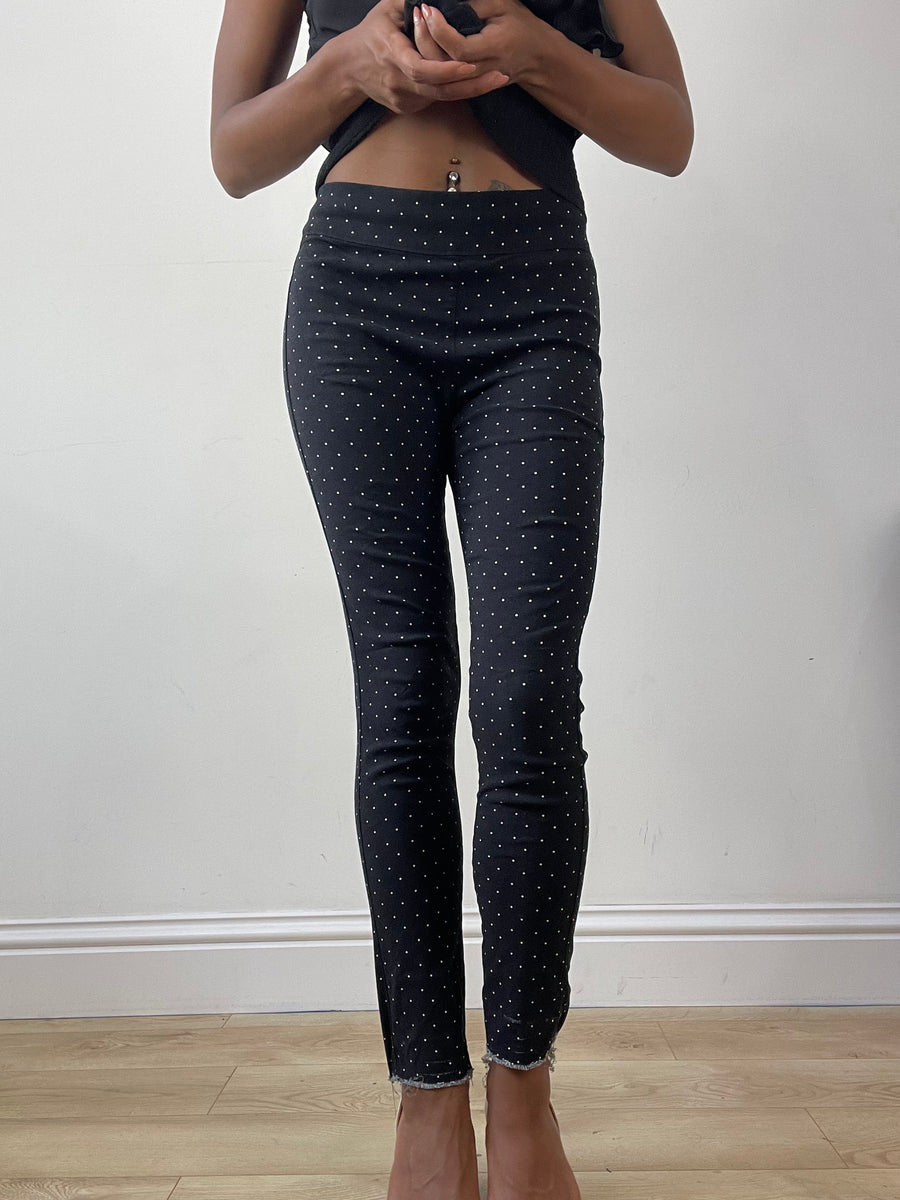 💚vintage edit twenty-six | small black skinny trousers with polka dot print