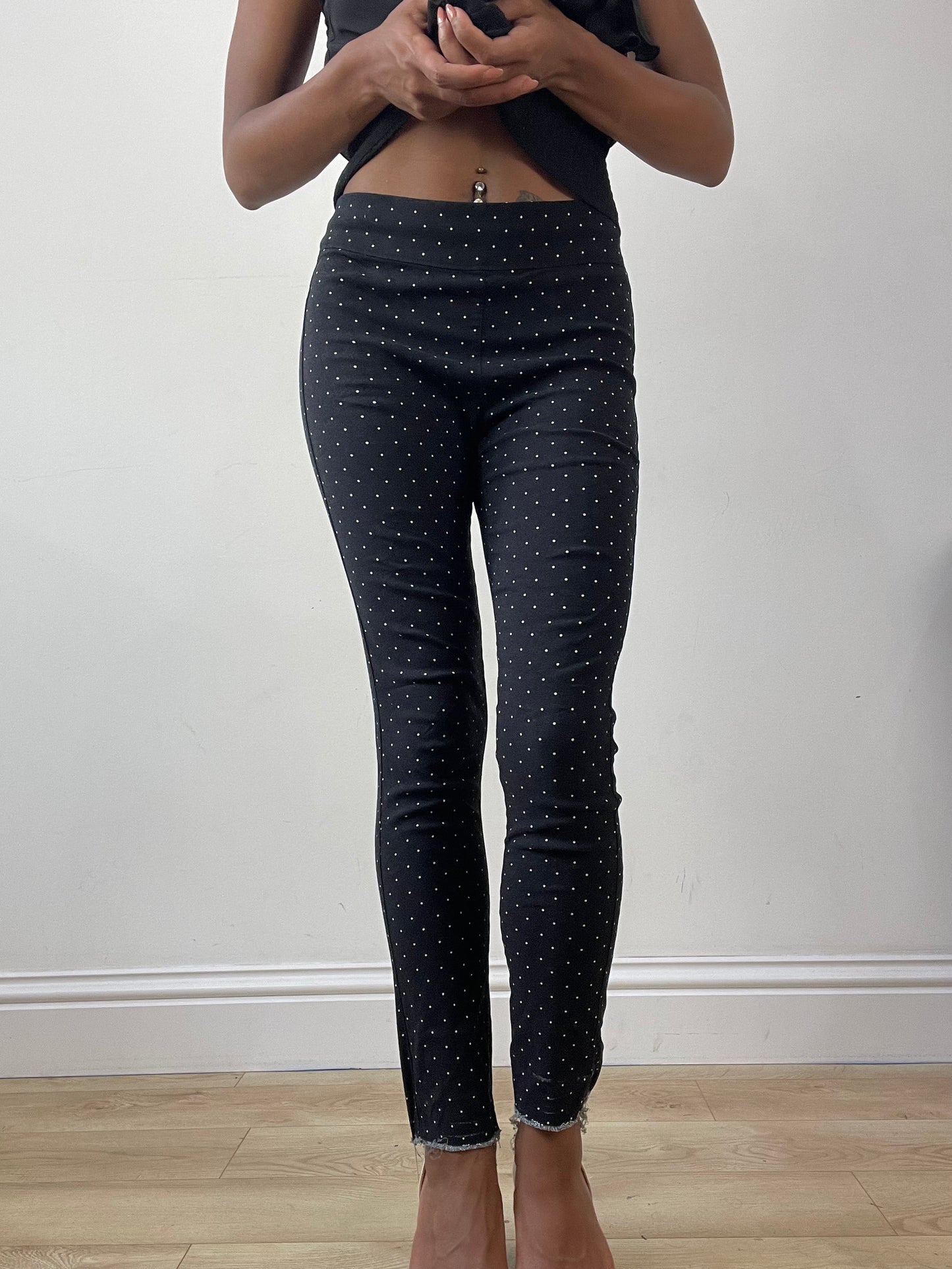 vintage edit twenty-six | small black skinny trousers with polka dot print