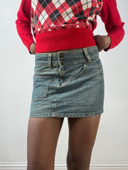 BEST PICKS | small blue acid wash denim mini skirt with pocket details