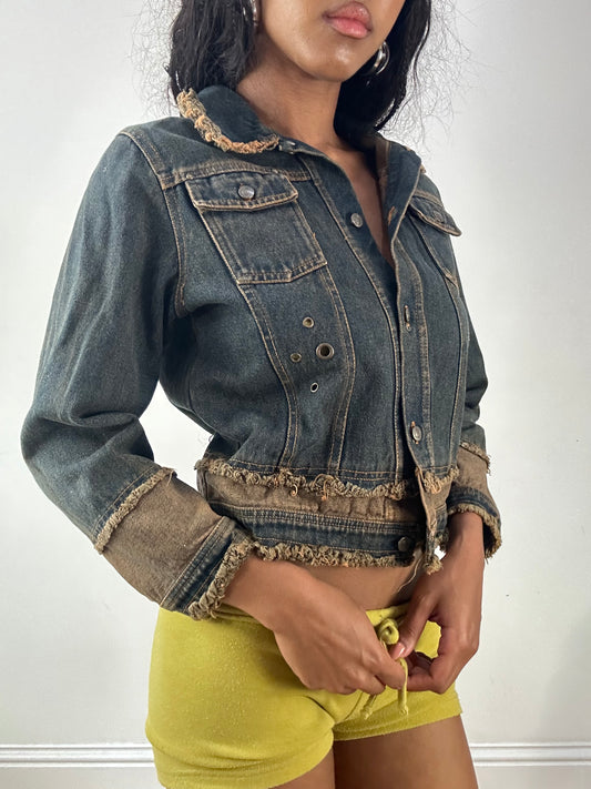 vintage edit twenty-five | small dark blue denim jacket with distressing