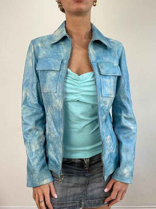 vintage edit twenty | small blue and white faux leather jacket