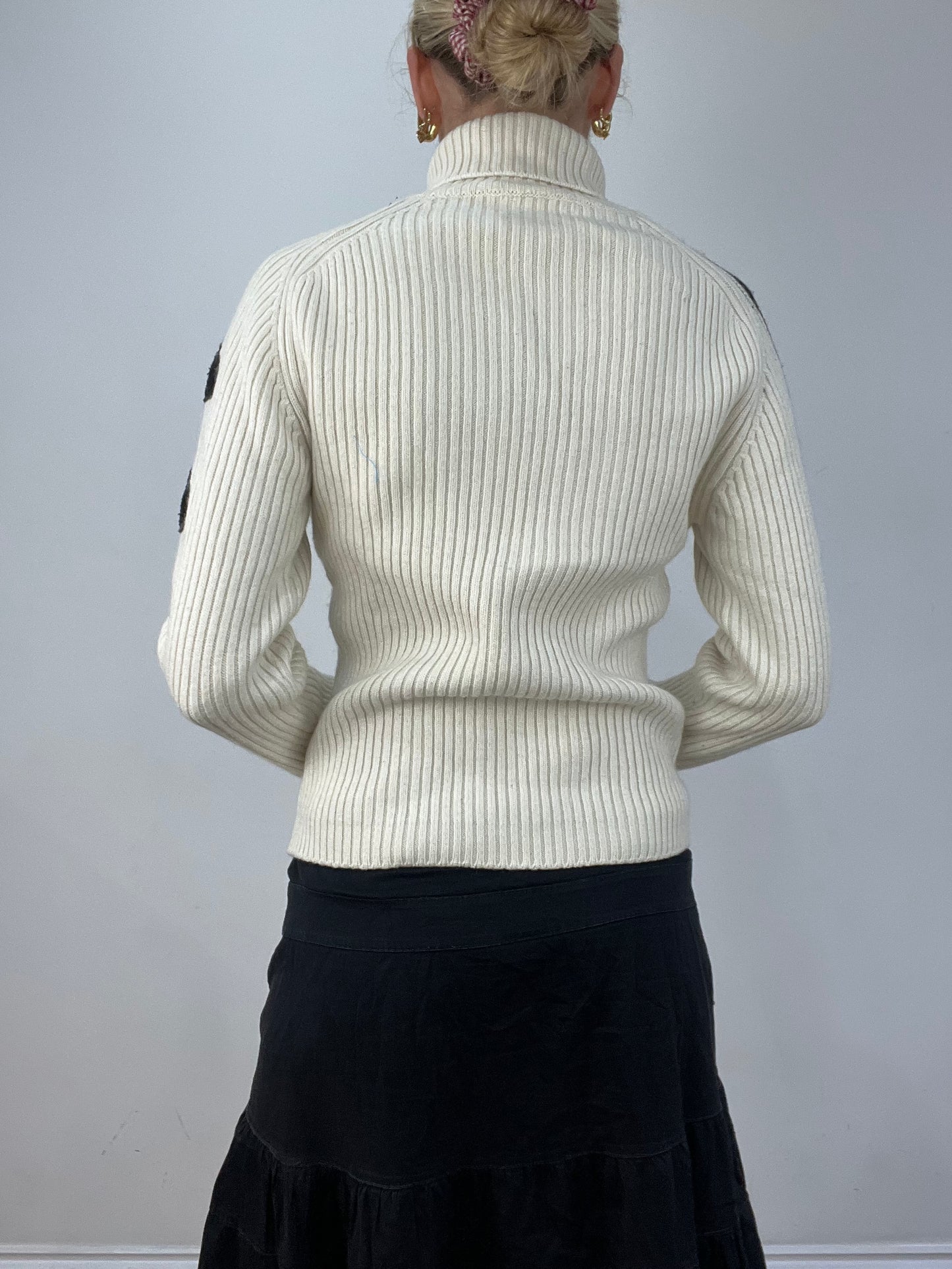 vintage edit twelve | small black and white ribbed roll neck jumper
