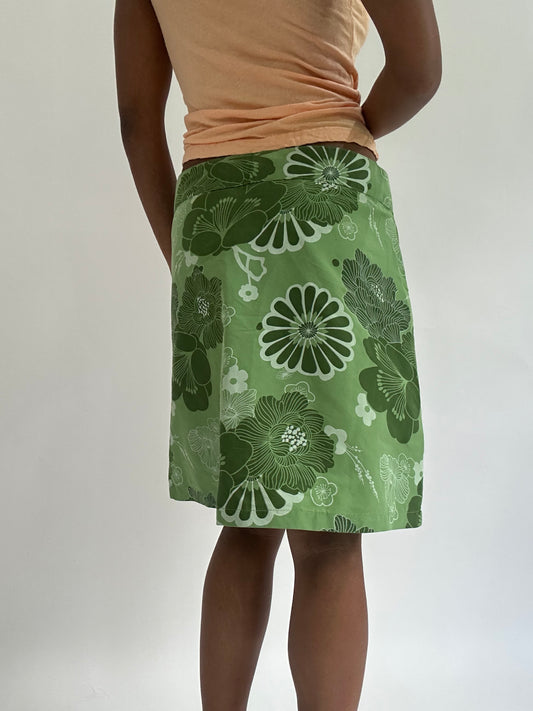 💚colourmaxxing drop | medium green floral pattern midi skirt