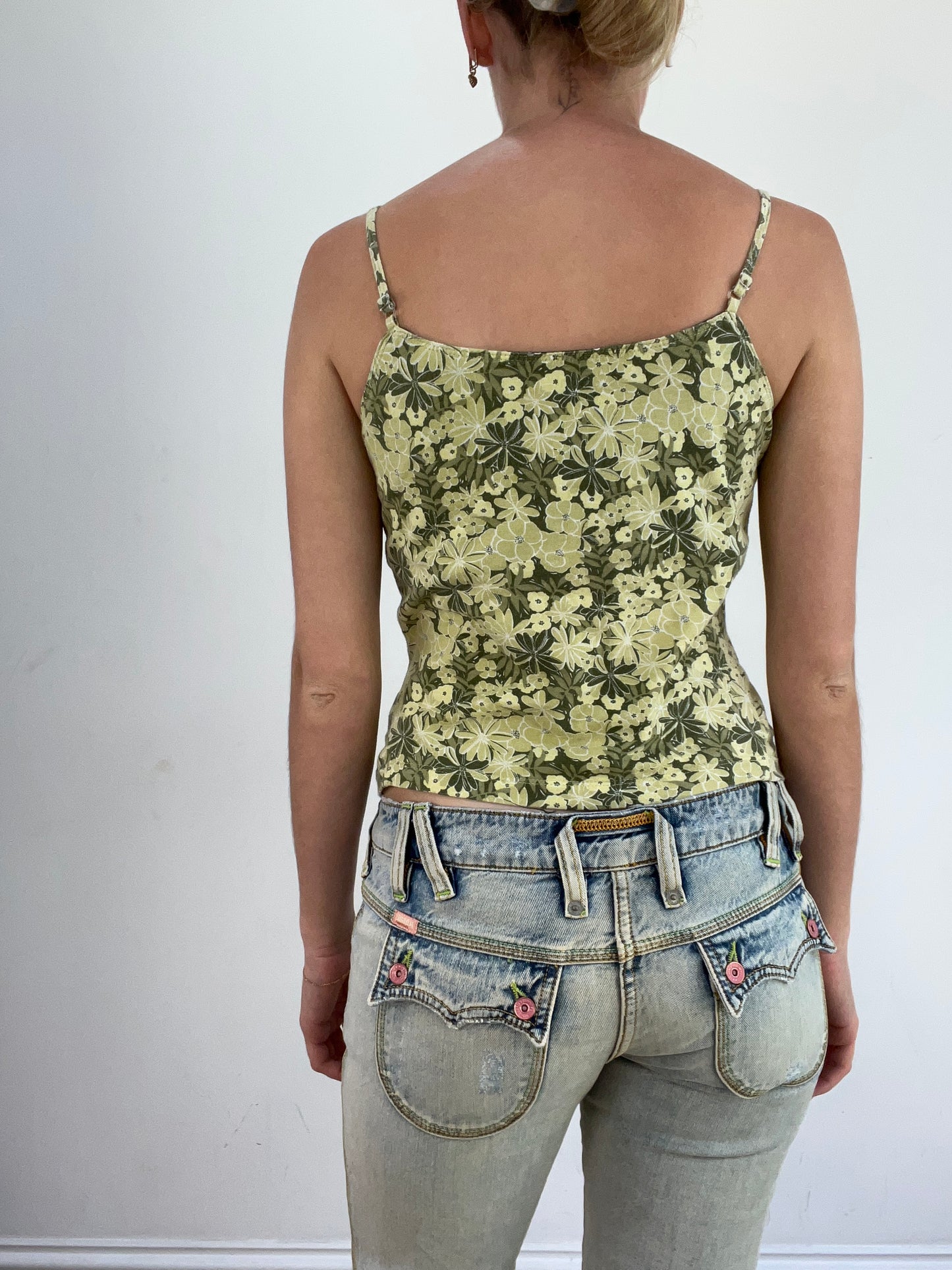 summer edit | small two tone green north face cami with floral print