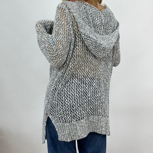 💻 COSY ERA | large grey hollister crochet knit jumper