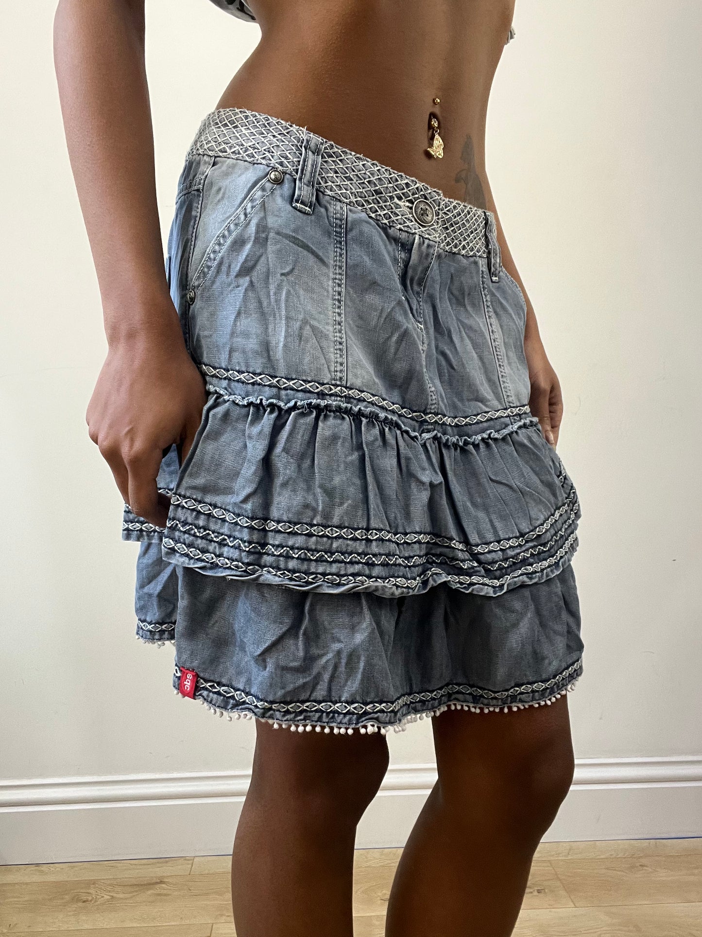 2016 edit | small blue espirt tiered midi skirt