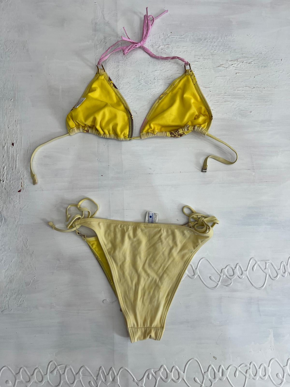 BEST PICKS | small yellow and brown bikini set with graphic print