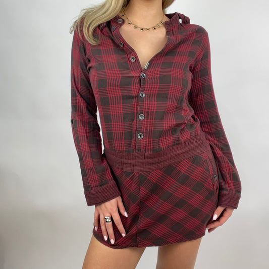 STUDIO FAVES | small red and black checked mini dress