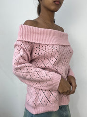 BEST PICKS | small pink off the shoulder long sleeve knit top