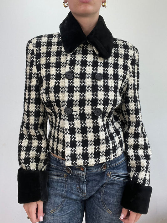 BEST PICKS | small black and white checkered pea style coat