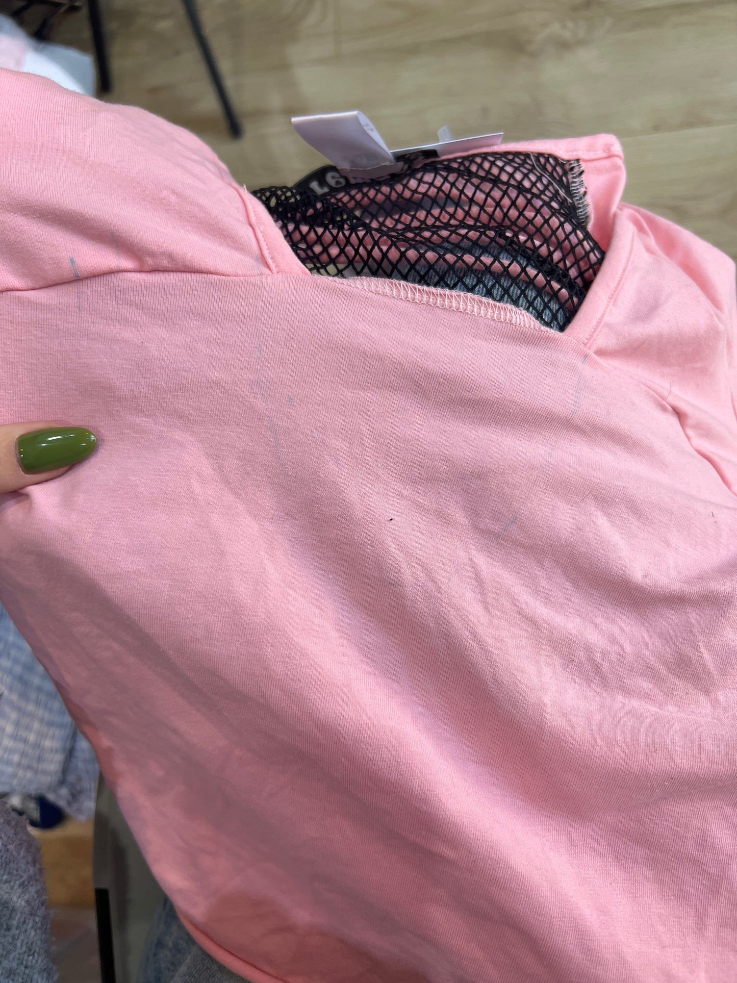 #331 SAMPLE SALE | small long sleeve pink fishnet top