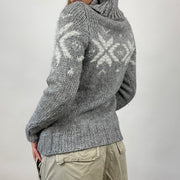 CHALET GIRL DROP | small grey patterned knit roll neck jumper