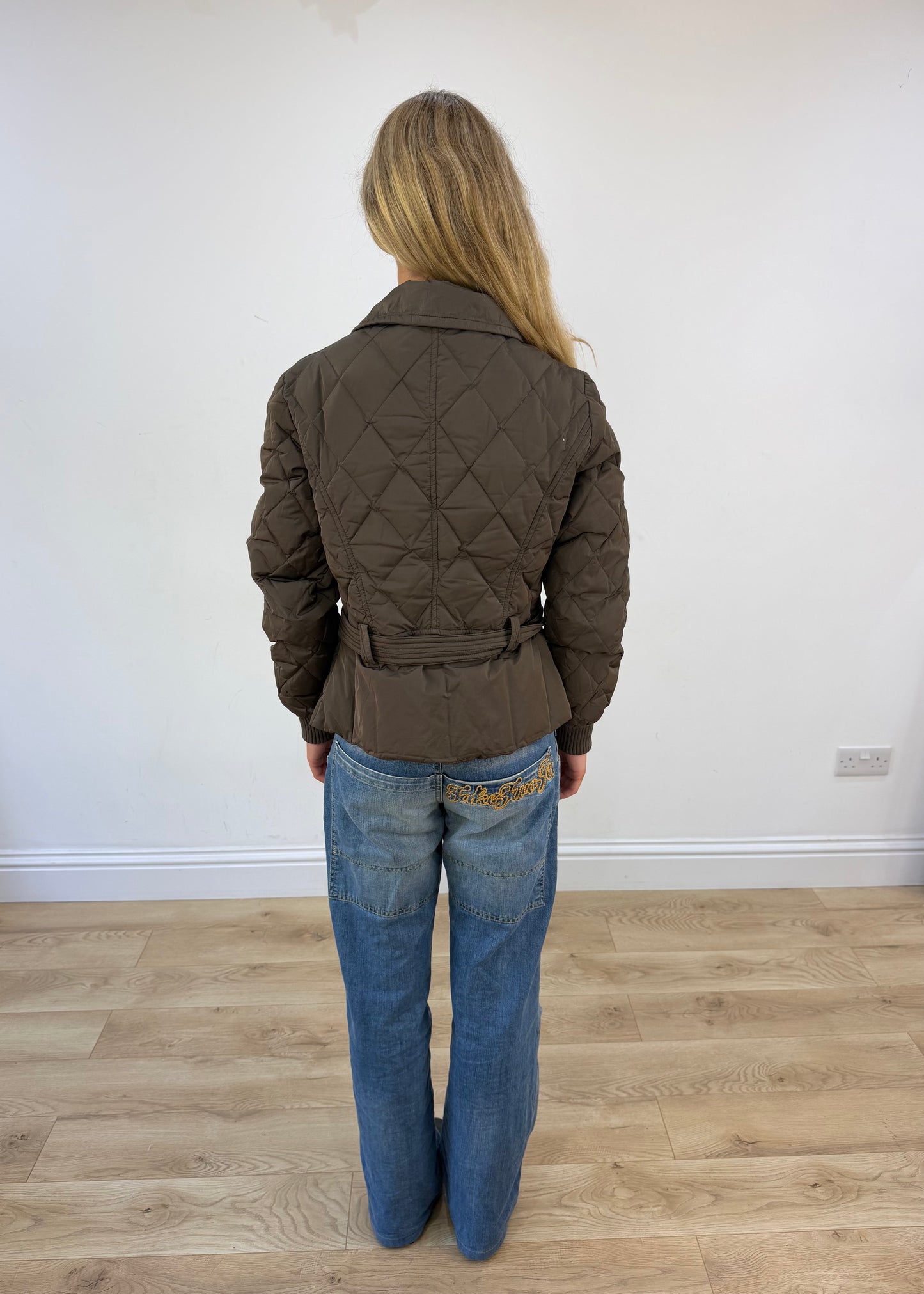 medium brown quilted puffer jacket