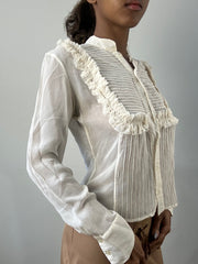 romantic grunge edit | small cream sheer long sleeve top