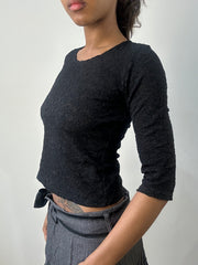 romantic grunge edit | small black 3/4 length sleeve top
