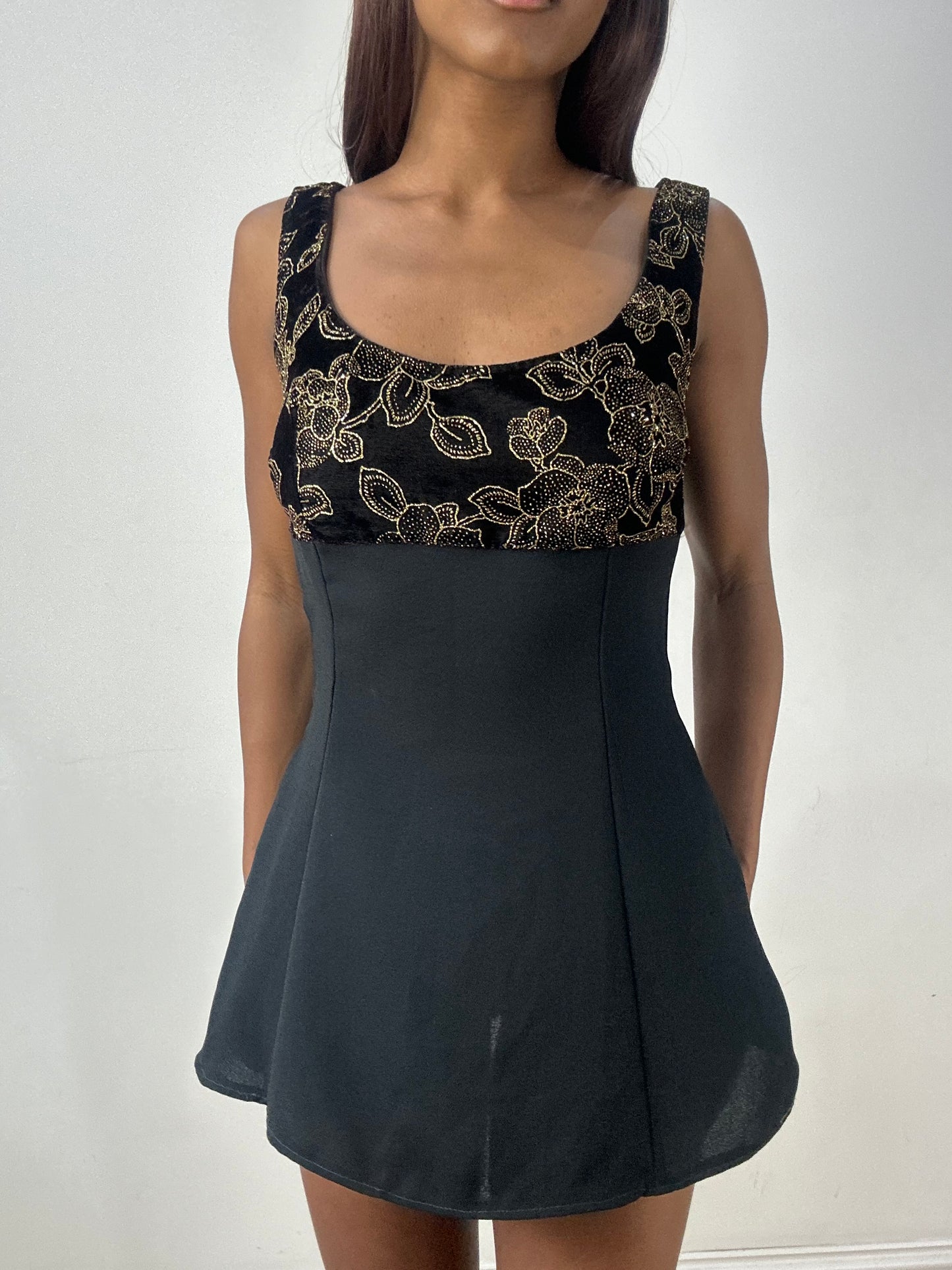 BEST PICKS | extra small black mini dress with floral embroidery