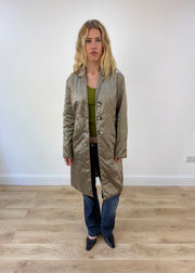 medium gold silky trench coat