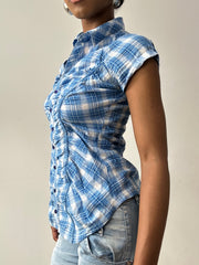 midsummer edit | small blue orsay gingham blouse