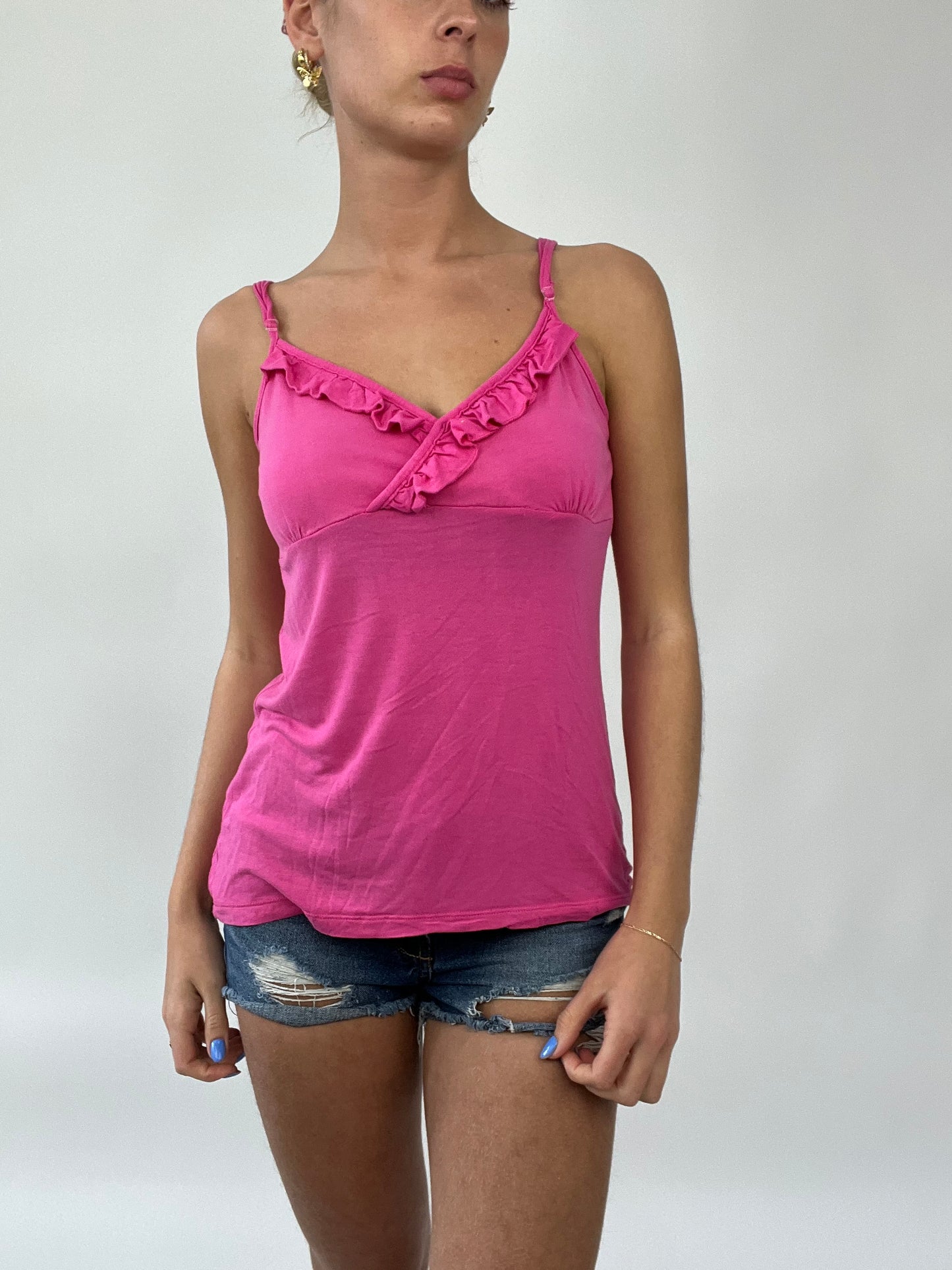 💻 COCONUT GIRL DROP | small pink cami with frill bust detail