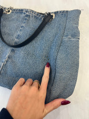 vintage edit sixteen | blue denim and silver handbag