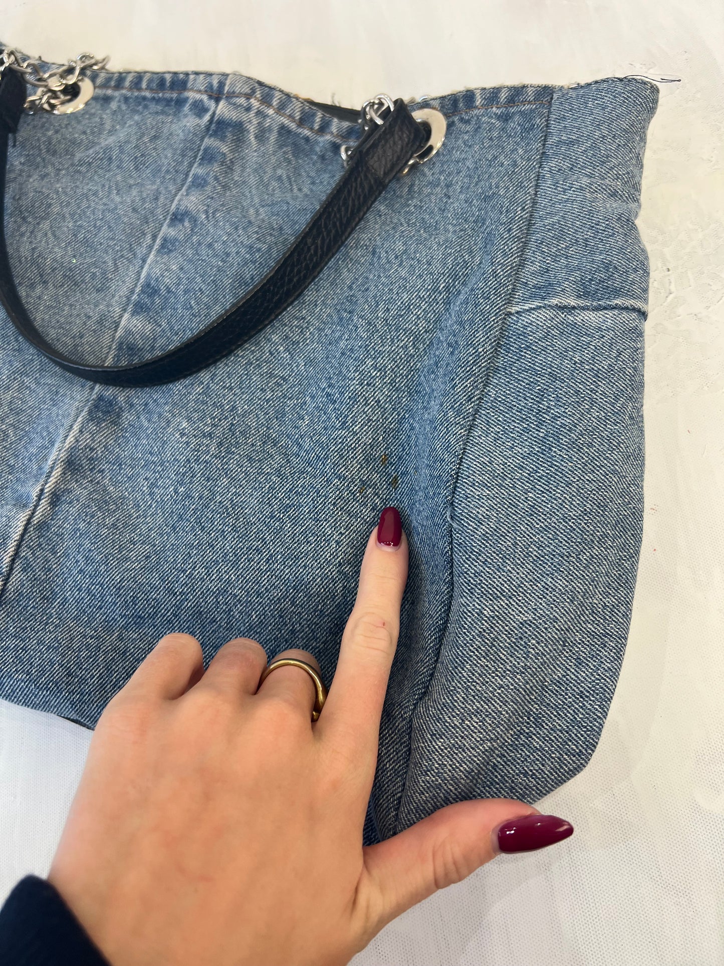 vintage edit sixteen | blue denim and silver handbag