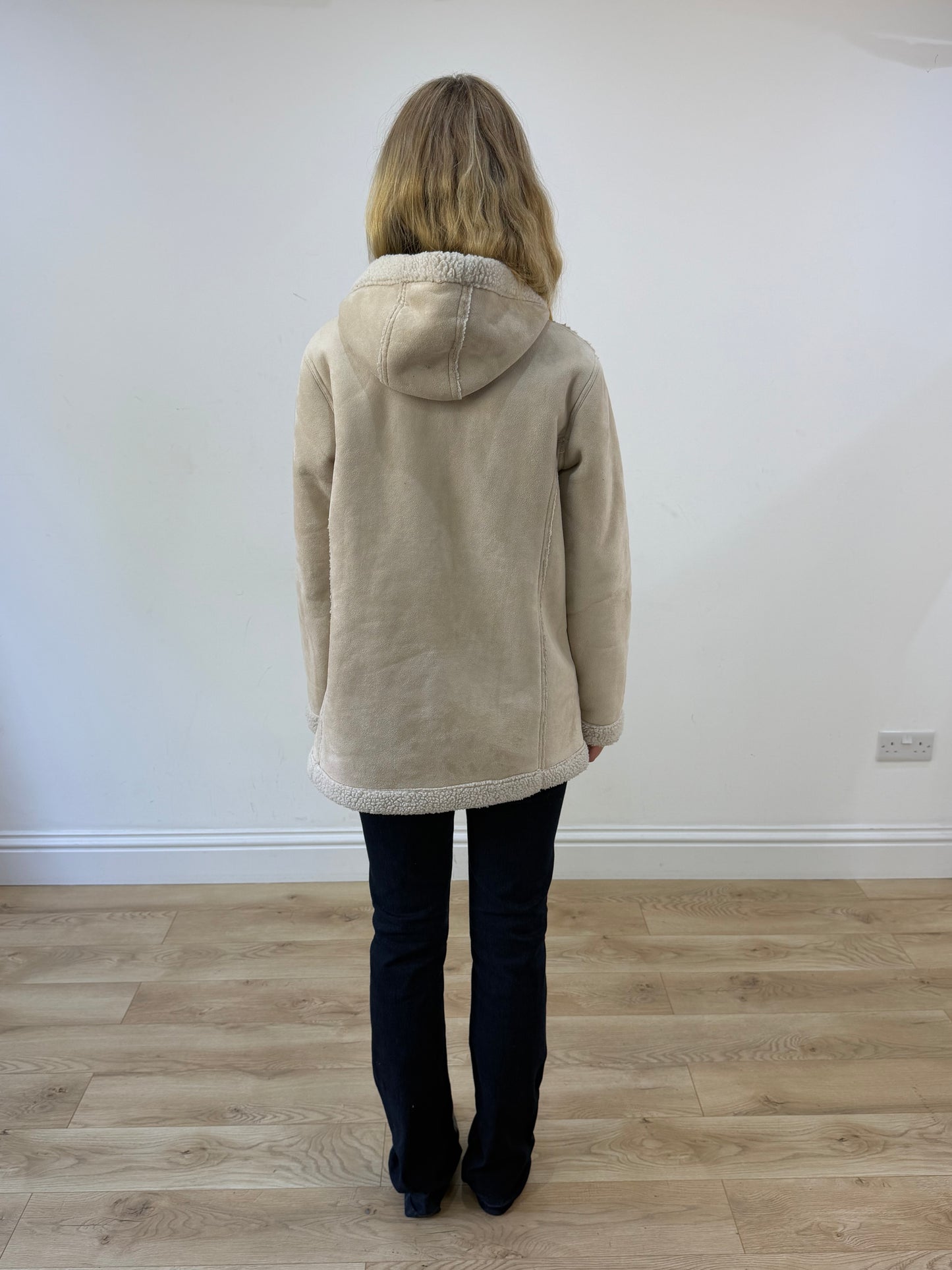 medium cream shearling coat
