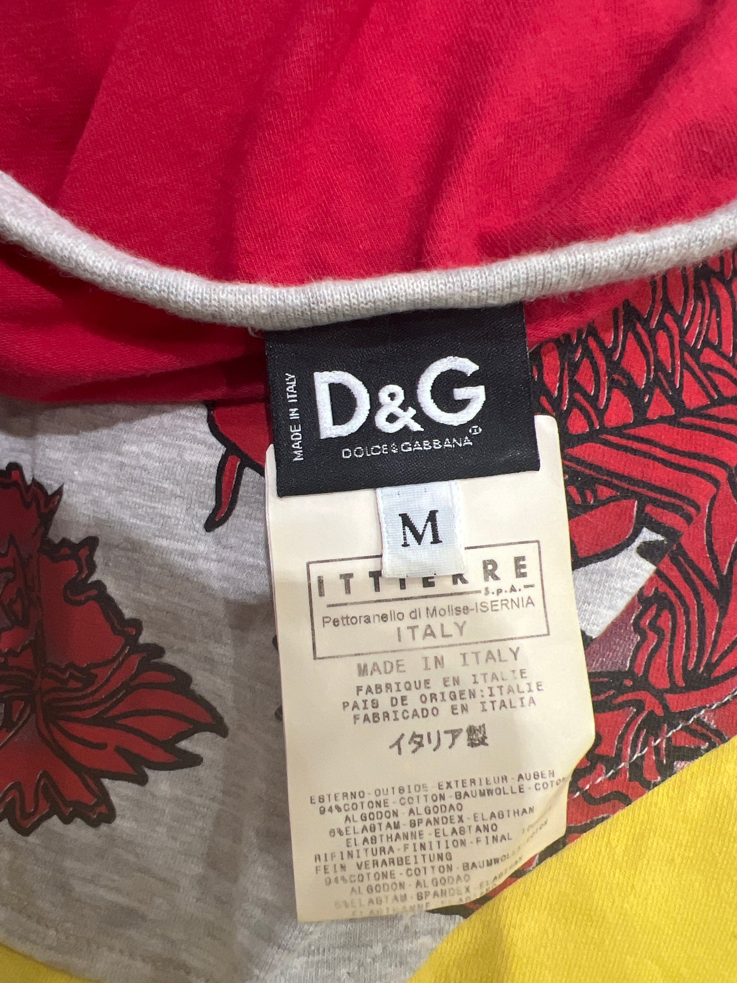 vintage edit eleven | medium red and yellow dolce and gabbana long sleeve top with fish graphic
