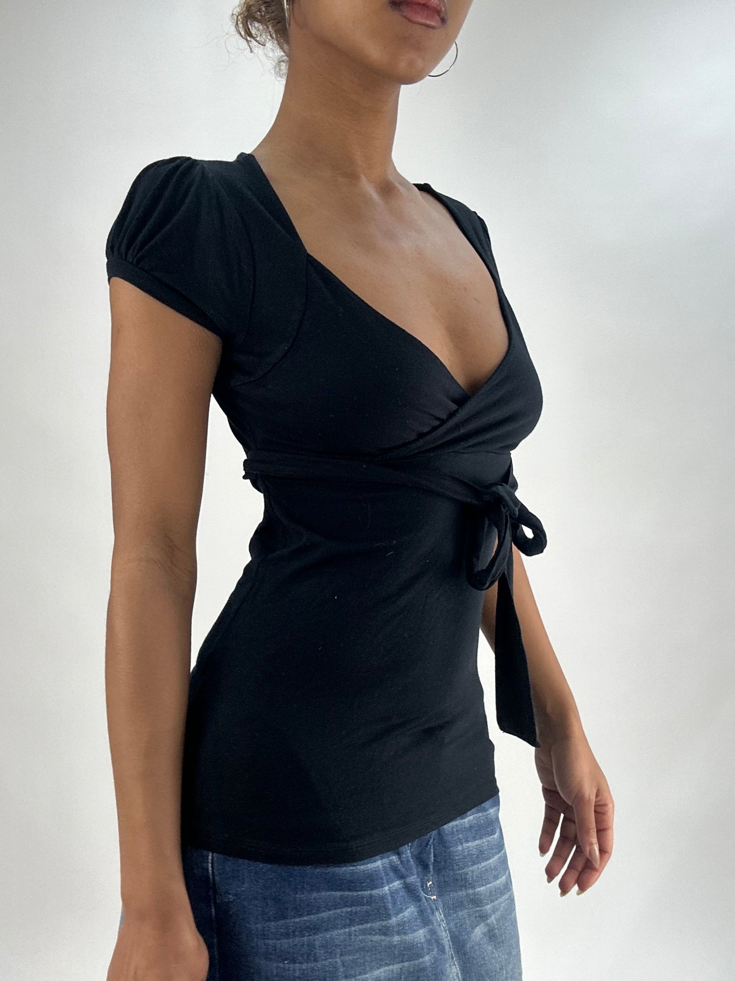 vintage edit thirty-five | small black wrap style short sleeve top