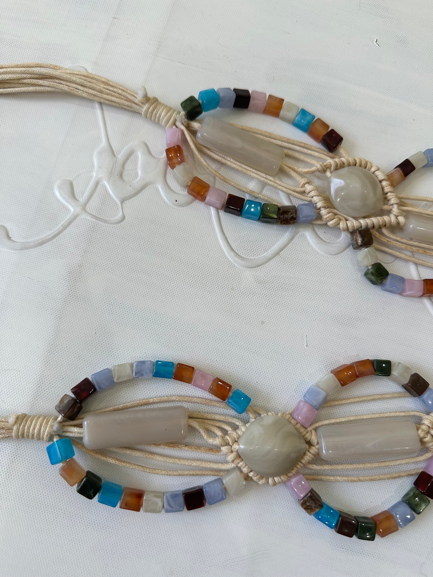 festival drop | cream braided beaded tie up belt