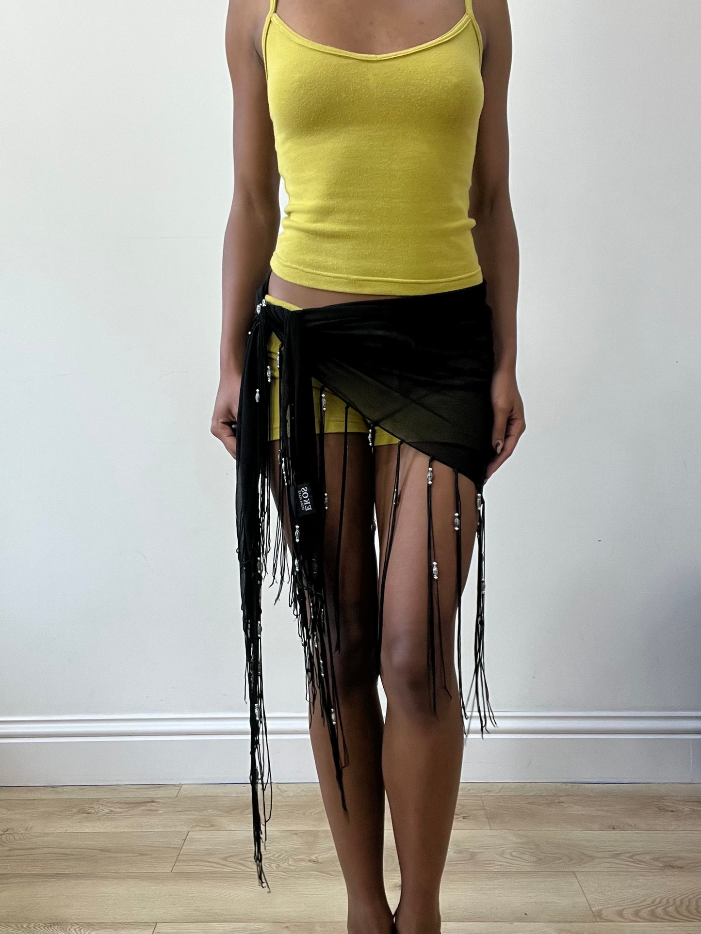 BEST PICKS | one size black beach skirt with fringe and beading details