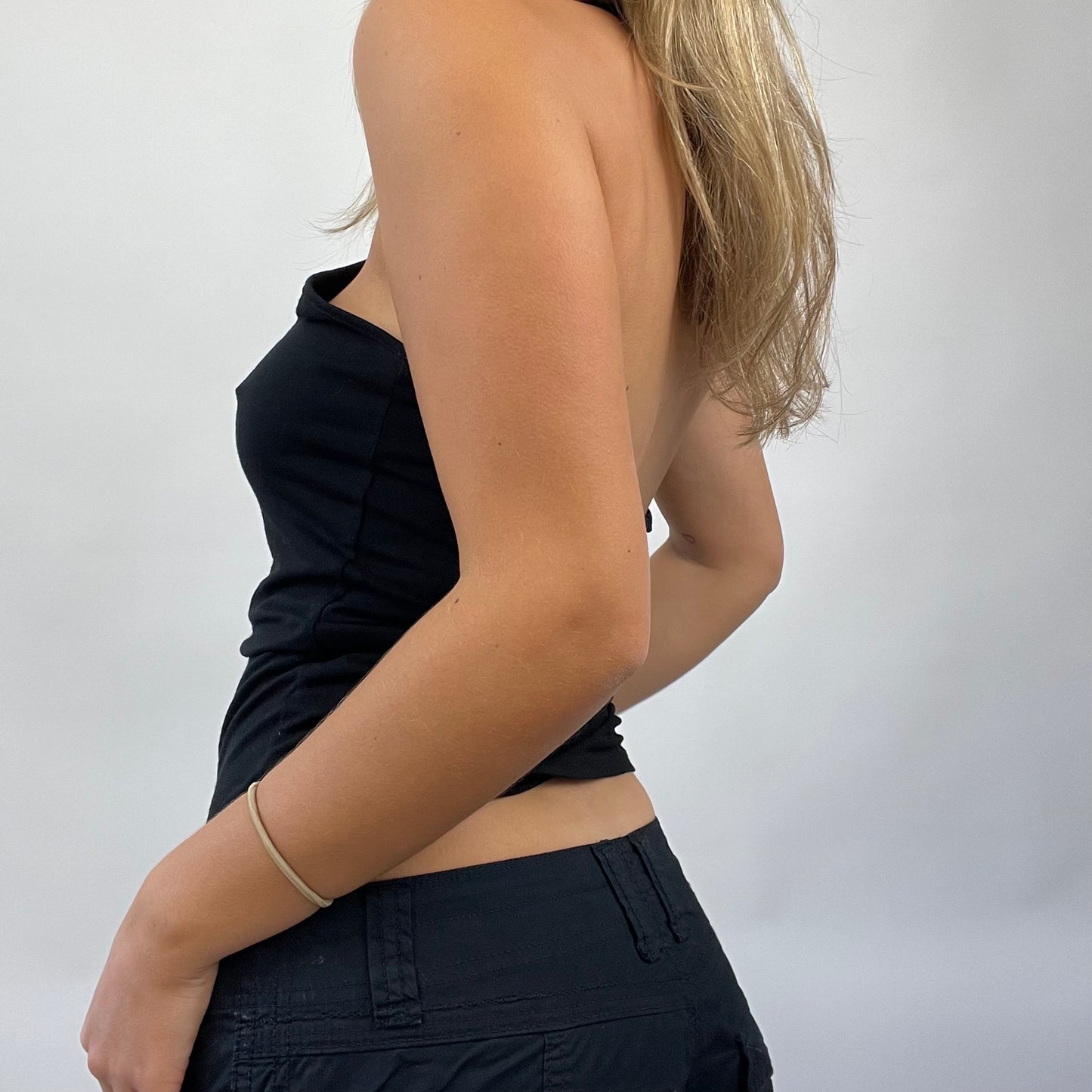 POSH AND BECKS DROP | small black “mo” halterneck top